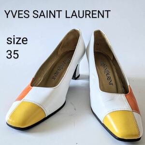 YSL　イヴサンローラン　レザー　ヒール　パンプス　パッチワーク日本サイズ約22cm