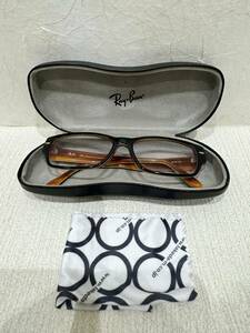 【KIM-1926】1円～ RayBan レイバン RB5220-5019//55-16-140 フルリム メガネフレーム 茶×黒 サングラス オシャレ ケース付