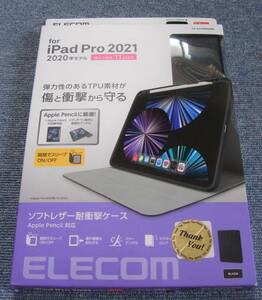 新品? ELECOM iPad Pro 11インチ 第3世代(2021)用 ソフトレザー耐衝撃ケ－ス TB-A21PMSABK ジャンク扱い