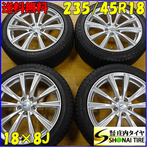 冬4本 会社宛送料無料 235/45R18×8J 94Q ダンロップ WINTER MAXX WM03 2021年製 バリ溝 ボルボ 純正風 アルミ S80 V60 V70 特価 NO,X7830