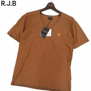 【新品 未使用】 R.J.B フラットヘッド 【FLAT V-NECK T-SHIRT】 刺繍★ 半袖 Vネック Tシャツ カットソー Sz.40　メンズ　I4T01241_4#D