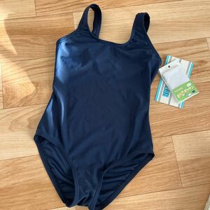 新品 未使用 スクール水着 ワンピースタイプ 女の子 紺色 スイムウェア スイミング 水着 のびるゼッケン付き ネイビー 130