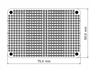 プロトタイプ用・HAT汎用基板(2)★2.54mmピッチ・スルーホール・横繋ぎ★10ｘ7.5ｃｍ・電子工作用・（DHAT2D)