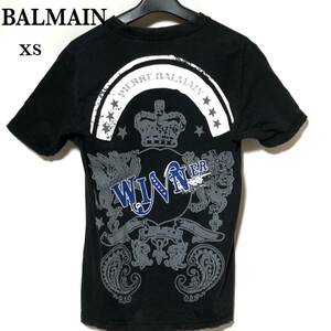 BALMAIN ダメージ Tシャツ XS/ピエールバルマン Vネック カットソー バックプリント