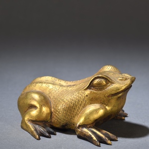  ▽鴻▽清・古銅塗金彫・青蛙置物 時代物 中国古美術 骨董品