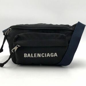 希少モデル バレンシアガ BALENCIAGA ロゴプリント エブリデイ　ボディーバッグ ウエストポーチ 黒 ブラック 斜め掛け メンズ