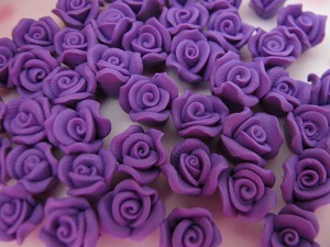 【激安卸】8mm樹脂薔薇☆紫50個