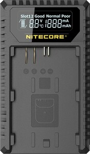 キヤノンカメラ用USB充電器 デュアルスロットで2種類のバッテリーに対応 LCDに充電状況やバッテリーコンディションを表示 NITECORE UCN1