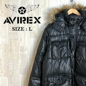 M3519 AVIREX アヴィレックス　中綿入りジャケット　Lサイズ　メンズ　中綿ポリ　ダウン20％　アウター　上着　羽織　ジップアップ