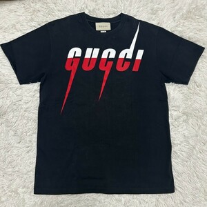 1円◆美品◆現行品 グッチ GUCCI Tシャツ 半袖 ロゴ トップス プルオーバー 黒 ブラック メンズ レディース S〜M 国内正規品 カットソー