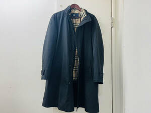 【K-26381】【1円～】Burberry London ナイロン×ポリエステル セミロングコート メンズ サイズLL 裏地チェック柄 裏側刺繍入り