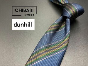 【超美品】dunhill　ダンヒル　ロゴ＆レジメンタル柄　ネクタイ　3本以上送料無料　ネイビー　0501230