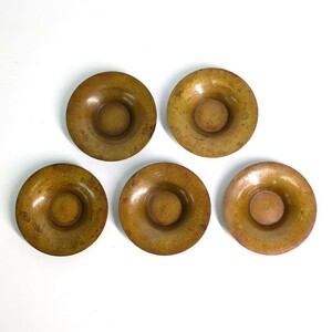 生駒製 銅茶托 古代紋円式茶托5客 煎茶道具　