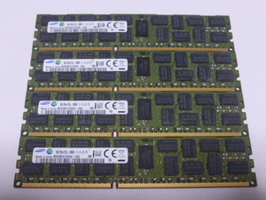 メモリ サーバーパソコン用 低電圧 1.35V Samsung PC3L-12800R(DDR3L-1600R) ECC Registered 16GBx4枚 合計64GB 起動確認済みです