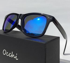 新品 OCCHI 偏光サングラス 偏光レンズUV400 軽量 ブルーミラー