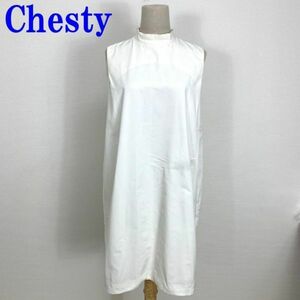 Chesty チェスティ ひざ丈ワンピース ノースリーブ 白 Chesty 裏地あり ホワイト １ C5971