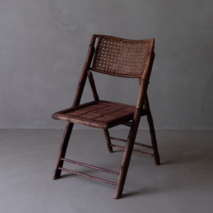 02422 竹と籐の折りたたみ椅子 / フォールディングチェア 古家具 古道具 昭和レトロ ヴィンテージ アンティーク