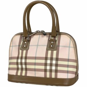 バーバリー BURBERRY チェック柄 ハンドバッグ ２WAY ショルダーバッグ ハンドバッグ コーティングキャンバス ピンク ブラウン レディ 中古