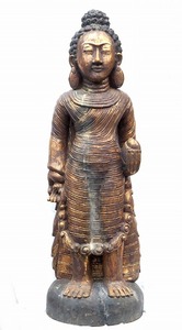 仏像 木彫 開運風水 菩薩像 彫刻　金箔　中古品　高さ96cm