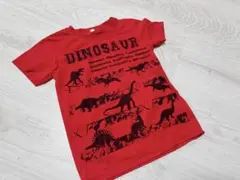 ダイナソー 恐竜 Tシャツ 120 赤色 半袖 夏