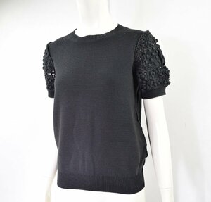 1425-24B0485★トリコ コムデギャルソン tricot COMME des GARCONS★かぎ針編みスリーブ コットンニット ブラック黒 春夏