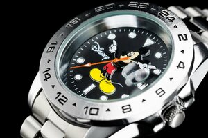 1円～ 1スタ アナザーヘブン×Disney限定MICKEYミッキーマウス別注コラボ時計/美しいオレンジ秒針エクスプローラーⅡ/5気圧新品逆輸入