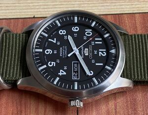 セイコー 腕時計 SEIKO5 SPORTS自動巻 military watch automatic 7S36-03J0 インポート ブラック文字盤