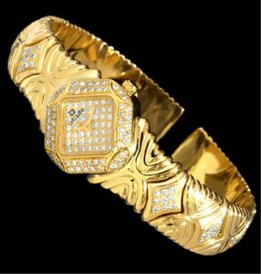【DALUVANI】ダルバーニ 純正ダイヤモンド 最高級18金無垢セレブリティQZ腕時計 電池交換済み 