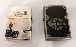 【10974】コレクション ZIPPO ジッポ ライター 2種 火花〇 ルパン三世 ハーレーダビッドソン 煙草 タバコ 嗜好品 喫煙具 喫煙用具