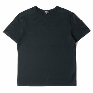 美品 A.P.C. アーペーセー Tシャツ サイズ:XS スリーブポケット エンブロイダリー RUE MADAME PARIS 半袖 ネイビー紺 シンプル トップス