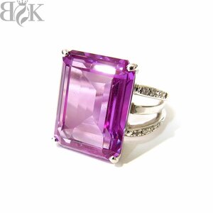 美品 Pt900 アメジストリング 指輪 ダイヤ プラチナ 約11号 16.4ct D0.08ct 総重量約13.3g 超音波洗浄済み ◇