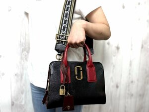 未使用展示品 MARC JACOBS マークジェイコブス リトル ビック ショット ハンドバッグ ショルダーバッグ バッグ レザー 黒×赤 2WAY 70770