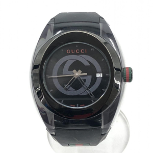 【中古】GUCCI SYNC 137.1 ラバーベルト ブラック クォーツ グッチ 腕時計[240017617838]