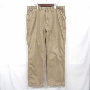 carhartt サイズ W38 L30 コットン ワーク ペインター パンツ ネルライナー ベージュ メキシコ製 カーハート 古着 ビンテージ 4A2609