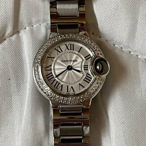 カルティエ Cartier バロンブルー ベゼルダイヤ 現状不動 ステンレス 腕時計 