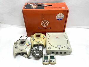 【E389】Dreamcast HKT-3000 セガ ドリームキャスト 本体 箱付き コントーラー/ビジュアルメモリーカード ソフトセット レトロゲーム機 b