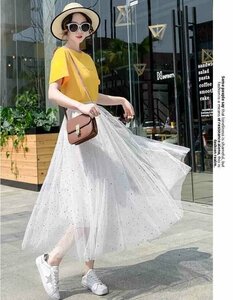 韓国風 レディース 夏新作 メッシュスカートフェアリースカート ファッションスカート L ピンク