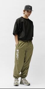 新品 24ss WTAPS ダブルタップス SPST2001 TROUSERS NYLON PERTEX XL ナイロン トラックパンツ ラインロゴ track pants 04 オリーブ 正規品