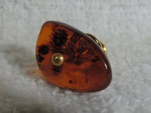 未使用・長期保管・琥珀デザイン・タイピン:21x13ミリ・重さ:3.00g Amber