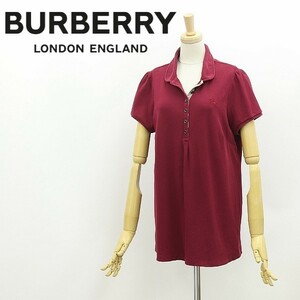 国内正規品◆BURBERRY LONDON バーバリーロンドン ストレッチ ロゴ刺繍 コットン 鹿の子 ポロシャツ チュニック トップス ボルドー 5