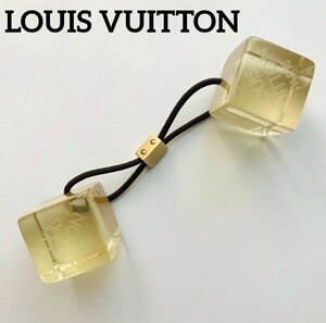 Louis Vuitton ルイヴィトン ヘアゴム キュービック スケルトン キューブ ゴールドカラー ロゴ入り アクセサリー クリーム系　ベージュ