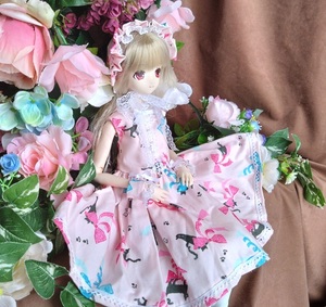 アゾン４５用の服AF296（ａ・ピンク猫）ＭＤＤ・ＤＤＰ・オビツ５０にも