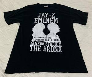 JAY-Z x EMINEM! エミネム! HOME AND HOME! 2010! YANKEE STADIUM! THE BRONX! 両面・プリント! 半袖TEE! Tシャツ! SIZE M