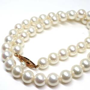 《K14 アコヤ本真珠ネックレス》A 約7.5-8.0mm珠 32.4g 約37.5cm pearl necklace ジュエリー jewelry DE0/DE0