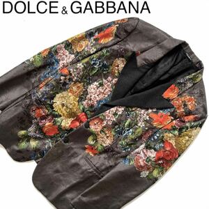 【送料無料】Dolce&Gabbana ドルガバ テーラードジャケット　花柄　メンズ　XXL 52 大きいサイズ　ボタニカル　光沢　2L スーツ　ドルガバ 
