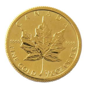 【中古B/標準】 24金 メイプルリーフ 金貨 1/10オンス 1/10oz ランダムイヤー カナダ 純金 K24 コイン 貨幣
