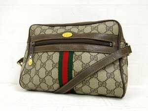 GUCCI オールド グッチ◆GGスプリーム◆シェリー◆PVC レザー 本革◆ミニ ショルダー バッグ◆ベージュ◆イタリア製◆ヴィンテージ◆A4763