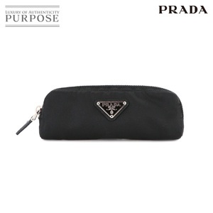 新品同様 プラダ PRADA ミニ ポーチ ナイロン ブラック 1M1186 シルバー 金具 キーリング付き Mini Pouch 90230739