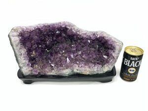 旧家より 大型 アメジスト 紫水晶 台座付 総重量約7.5kg クラスター 原石 飾石 観賞石 置物 天然石 鉱石 鉱物
