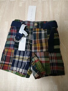 新品　ベビー用　80サイズ　ボーイズ　ラルフローレン　RALPH LAUREN　ハーフパンツ　ズボン　ブランド　綿100%　タグ付き　紐ベルト付